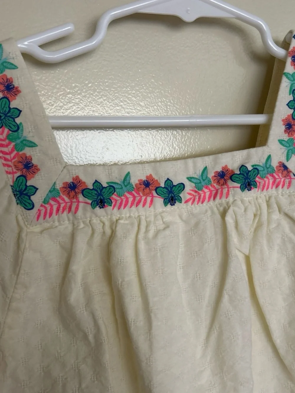 Disney Cream Girls' Embroidered Top with Colorful Character Art